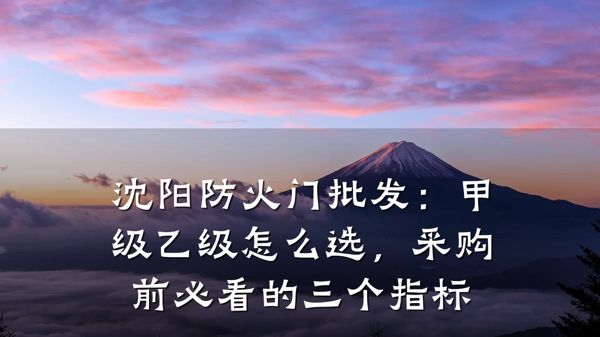 沈阳防火门批发:甲级乙级怎么选,采购前必看的三个指标